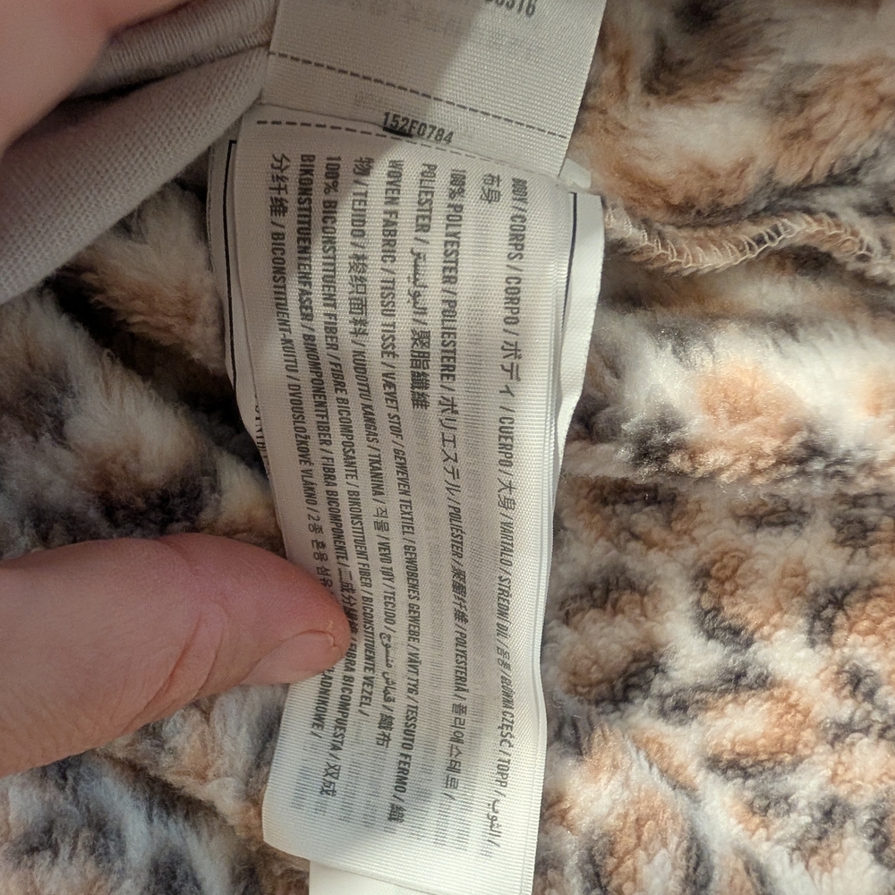 ABERCROMBIE & FITCH Assymetrical Snap-up Leopard Fleece Sweater Jacket Medium - Picture 6 of 9